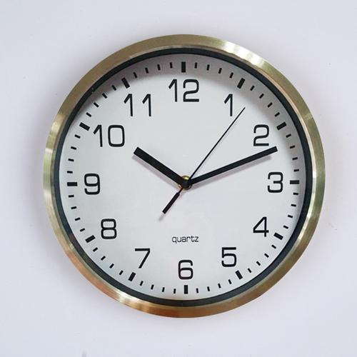 简约挂钟客厅10寸 金属圆形数字创意时钟 不锈钢石英钟表定制厂家