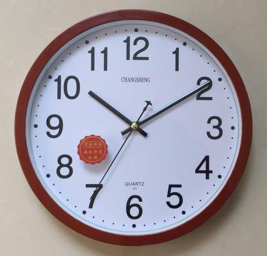 复古木纹挂表12英寸圆形塑料挂钟客厅挂表clock出口定制批发